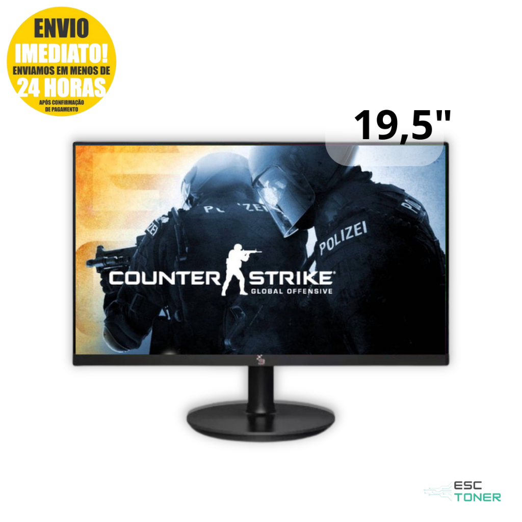 Monitor 19.5" Gamer LED, Widescreen, Vesa, Ajuste de inclinação, HDMI/VGA,75Hz, 2ms Preto Bivolt 100v/240v