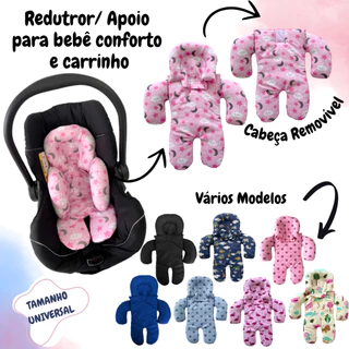 Redutor para bebê conforto e Carrinho Apoio de Corpo Cabeça Removível Vários Modelos Liso Estampado em Oferta na Shopee