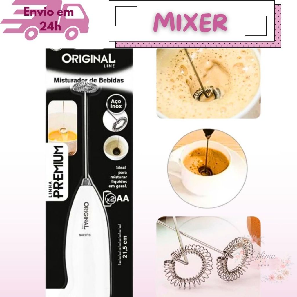 Mini Misturador Mixer Batedor Elétrico Para Bebidas Café Whey Portátil ...