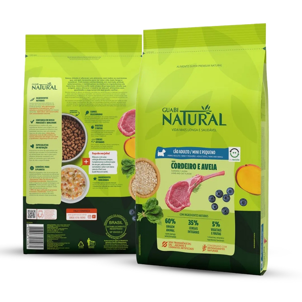 Ração Guabi Natural para Cães Adultos de Porte Mini e Pequeno Sabor ...