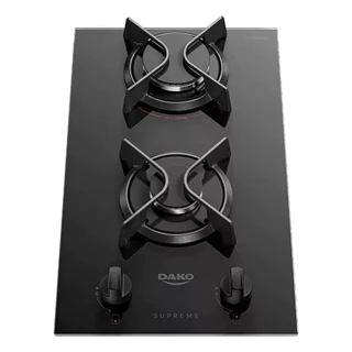 Cooktop Dako 2 Bocas, a Gás Mesa de Vidro Preto Bivolt