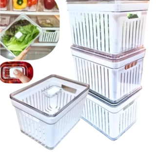 Kit 4 Organizador de Geladeira 3,8 Litros Cesto Com Tampa Multiuso Alimentos Verduras e Vegetais