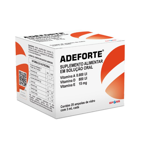 Adeforte 800UI/mL + 10000UI/mL + 15mg/mL Solução Oral - 25 Ampolas com ...