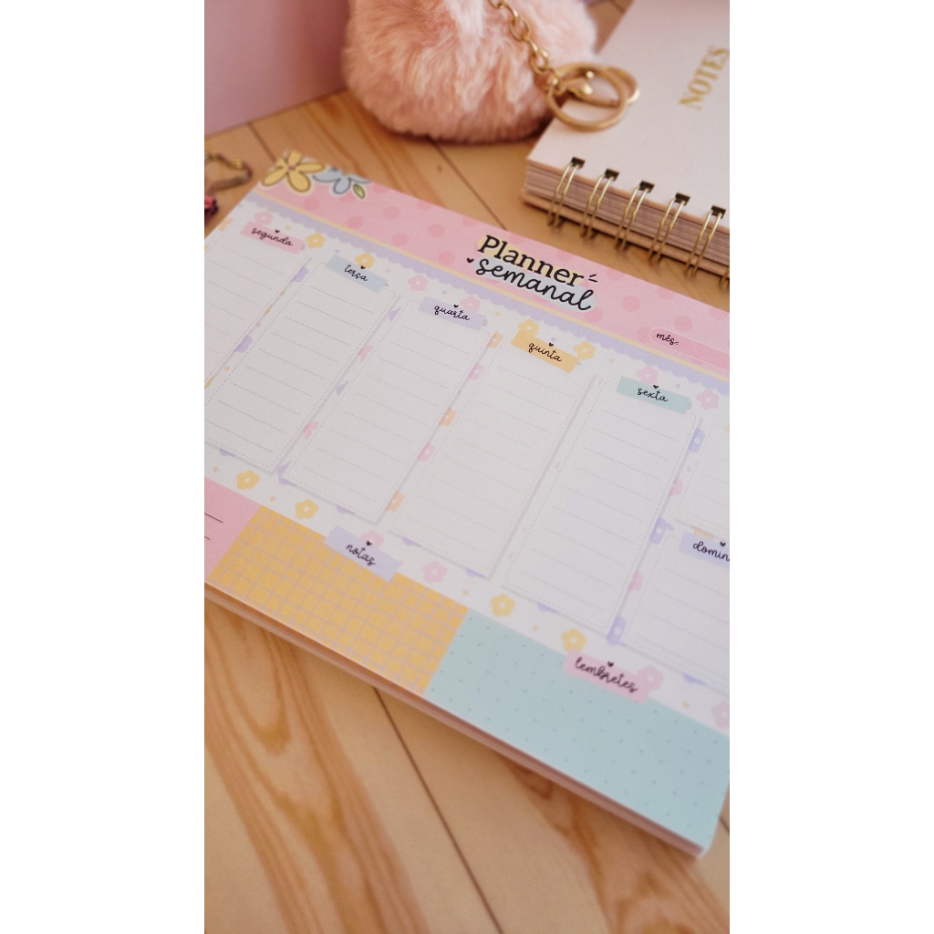 Bloco Planner de mesa Planejamento Semanal destacável A4 c/ 50 folhas ...