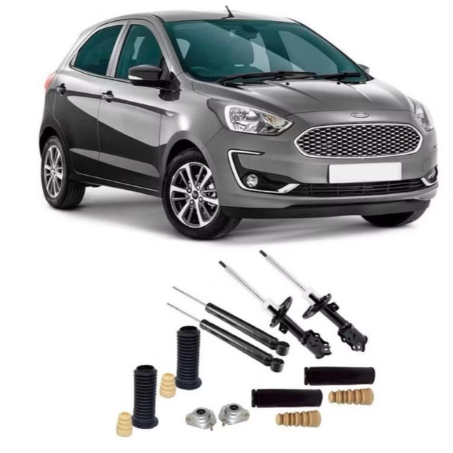 4 AMORTECEDORES + 4 KITS BATENTE FORD KA (2014 ATÉ 2022)