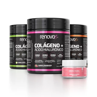 Kit 3 Colágenos com Ácido Hialurônico Haplex Plus Verisol e Biotina - Renova Be