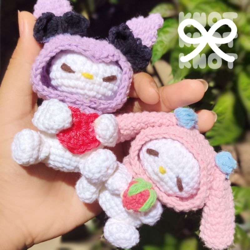 Amigurumi crochê My Melody e Kuromi Sanrio turma da Hello Kitty ...
