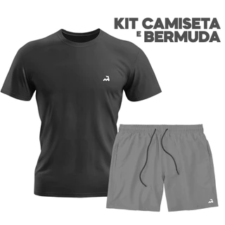 Kit Camiseta Dryfit e Shorts Tactel Masculino Bermuda de Academia Treino Corrida Para Esportes Praia