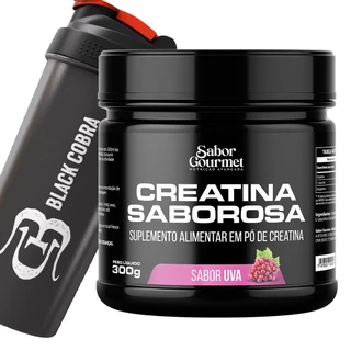 Creatina Saborosa 300 Gramas Uva + Coqueteleira Black Cobra