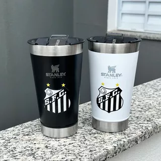 ENVIO NO MESMO DIA Copo Térmica de Time/SANTOS/ Personalizado com tampa e abridor 473ml-PROMOÇÃOAQUI/COPO
