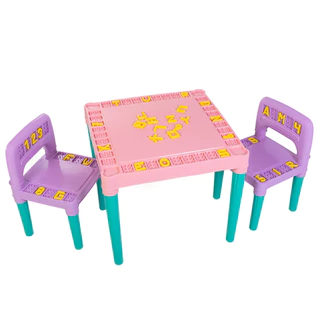 Mesa Infantil Com 2 Cadeira Educativa Para Crianças Tritec Rosa