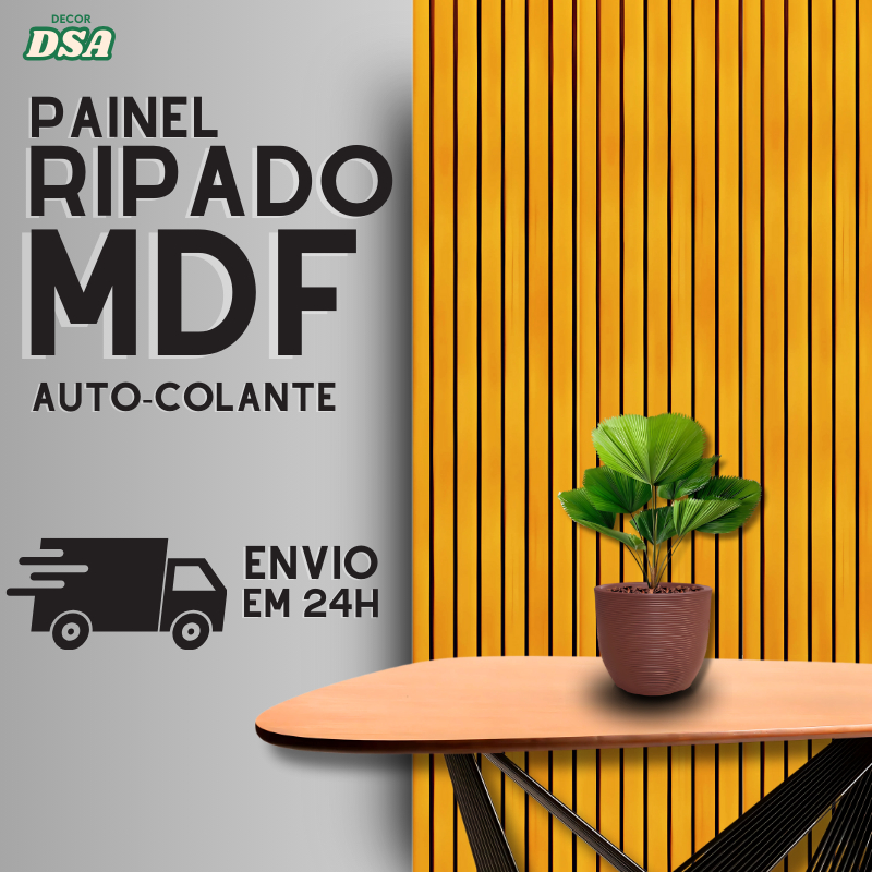 Placa Painel Adesivo Revestimento Ripado MDF Decorativo - 50x11cm