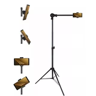 PCR_CAMA - TRIPÉ GIRAFA SUPORTE CELULAR - GRAVE SEM AS MÃOS BRAÇO DE 30 CM ÂNGULO E ALTURA AJUSTÁVEL