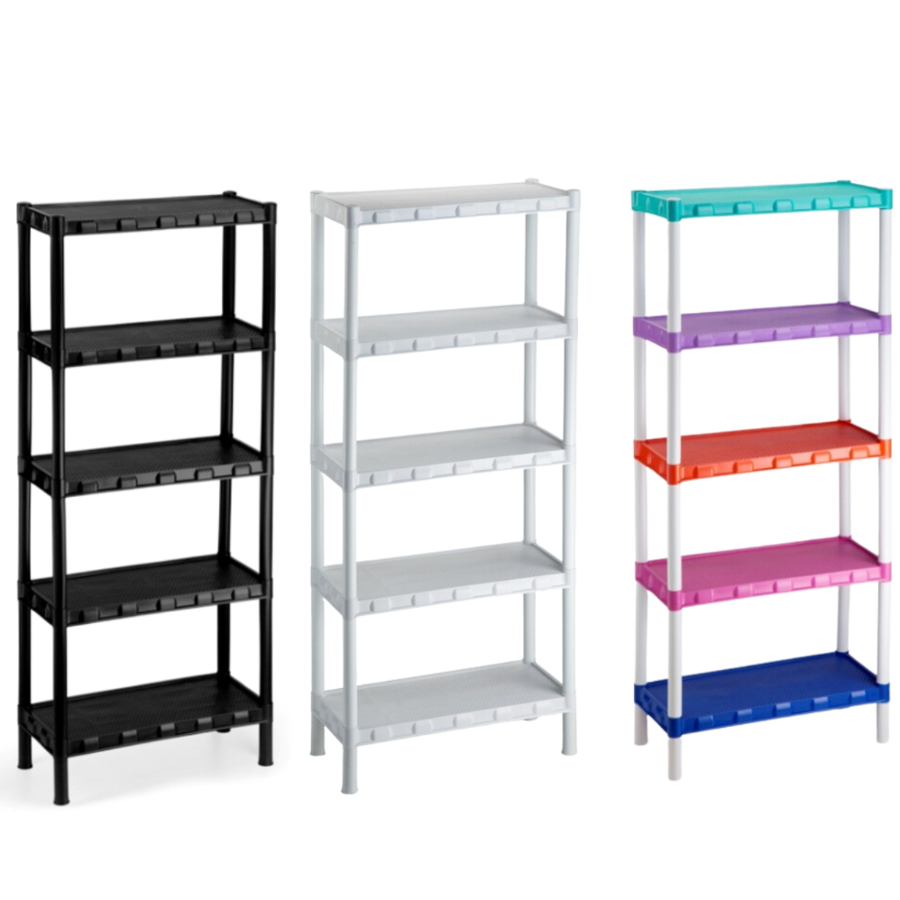 Estante com 5 Prateleira Organizadora de Plástico Modular Multiuso para Cozinha e Quarto Livro