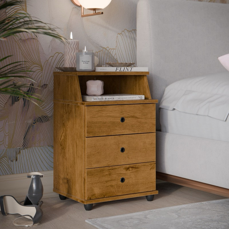 Mesa de Cabeceira Quarto Luxo com 3 Gavetas Varias Cores