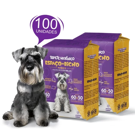 Kit 100 tapetes higiênicos espaço de bicho para cães 50x60cm