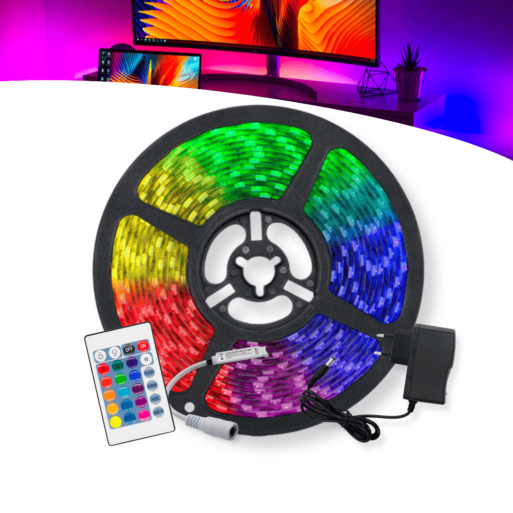 Fita Led RGB 5050 Rolo 5m 300 Leds Ip65 Com Controle Decoração Natal