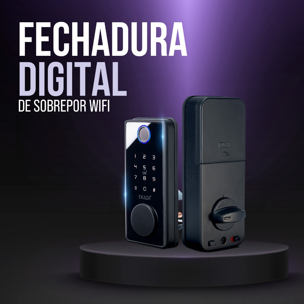 Fechadura Digital Inteligente Sobrepor SEM maçaneta Wifi Ekaza
