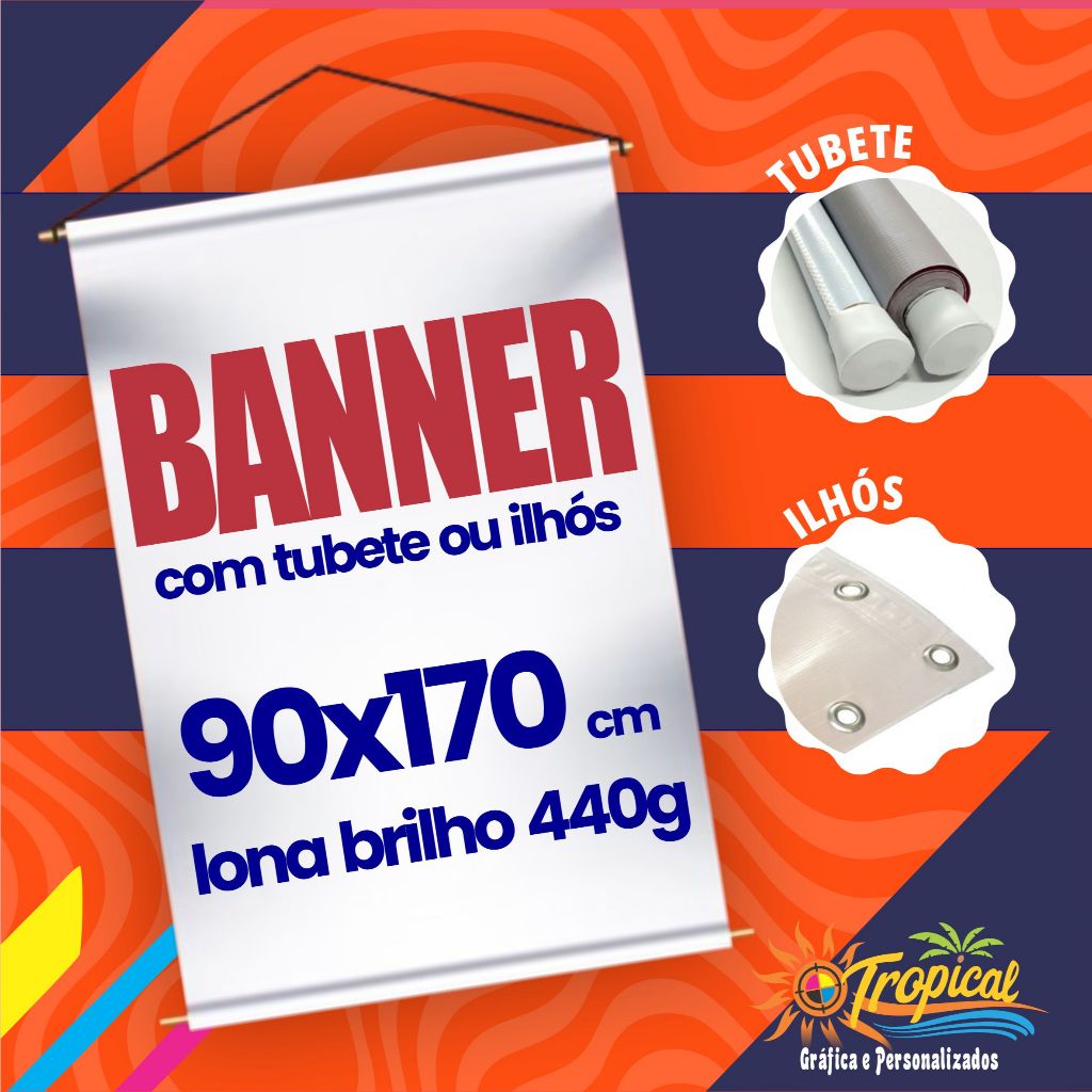 Banner personalizado 90x170 em lona 440gr Brilho