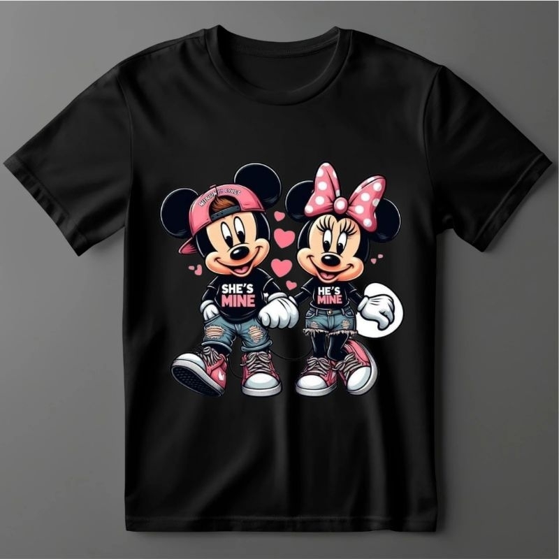 Camisa Estampada Mickey e Minnie, 100% Algodão Entrega Imediata ...
