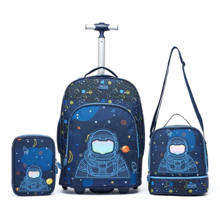 Kit Mochila de Rodinha Escolar Infantil Menina Menino Resistente Grande