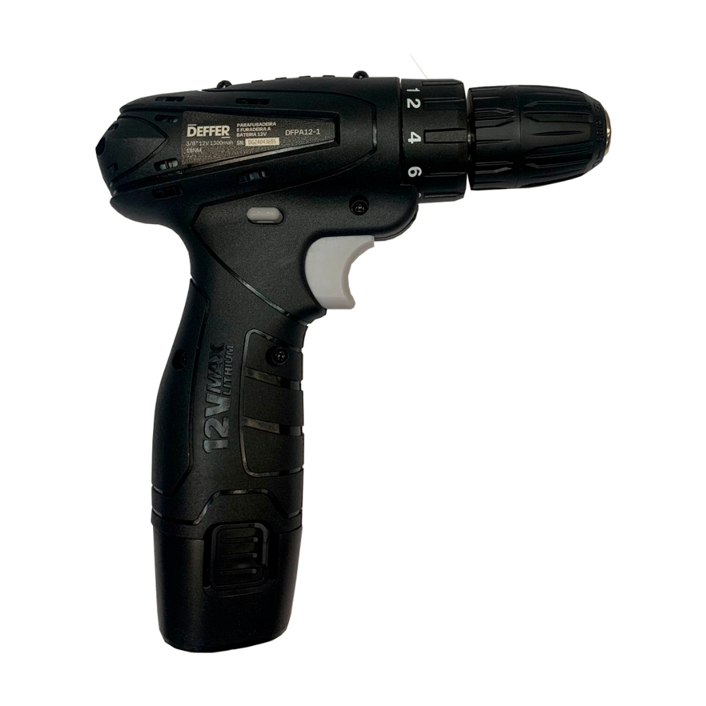 Parafusadeira e Furadeira Sem Fio a Bateria 12v 1350 rpm Para Madeira Metal Bivolt DEFFER