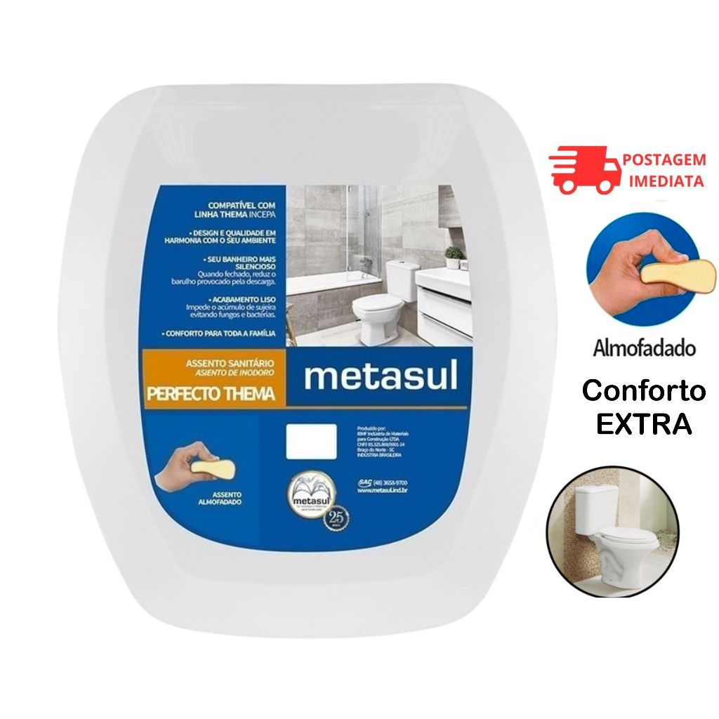 Metasul Assento Sanitário Almofadado Tampa Vaso Thema Incepa Onix ...