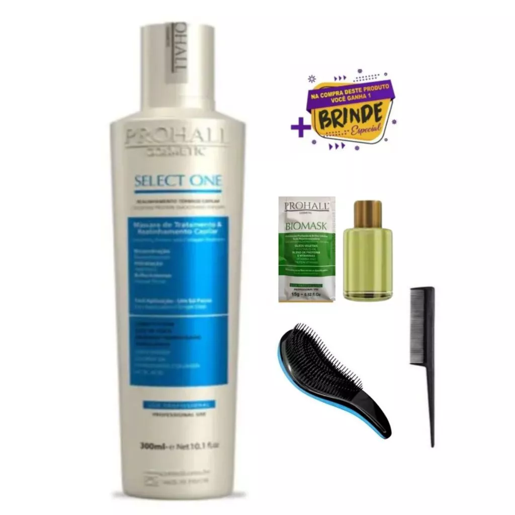Prohall Select Apenas Um Passo - 300ml (select_one) + Óleo + Sache + Pente + Pente Mágico