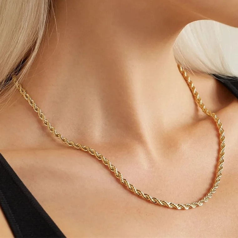 Corrente Feminina Trançada 2,5mm Modelo Cordão Baiano Banhada a Ouro ...