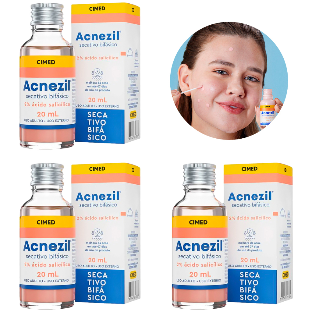 Kit 3 Ácido Salicílico Acnezil Anti Acne Cravos e Espinhas Secativo ...