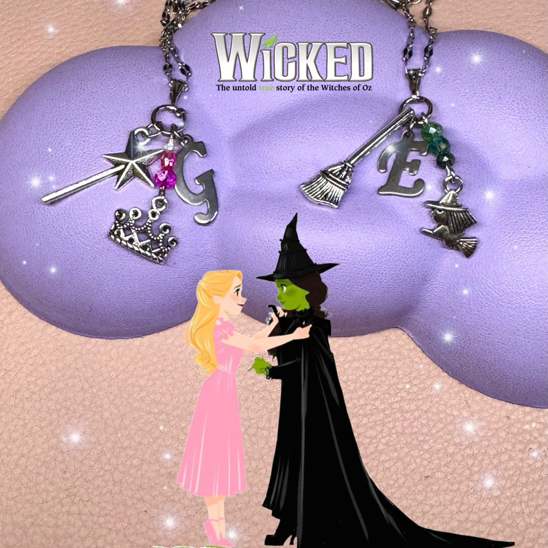 Correntinha / Colar Wicked Glinda ou Elphaba em prata aço inoxidável ...