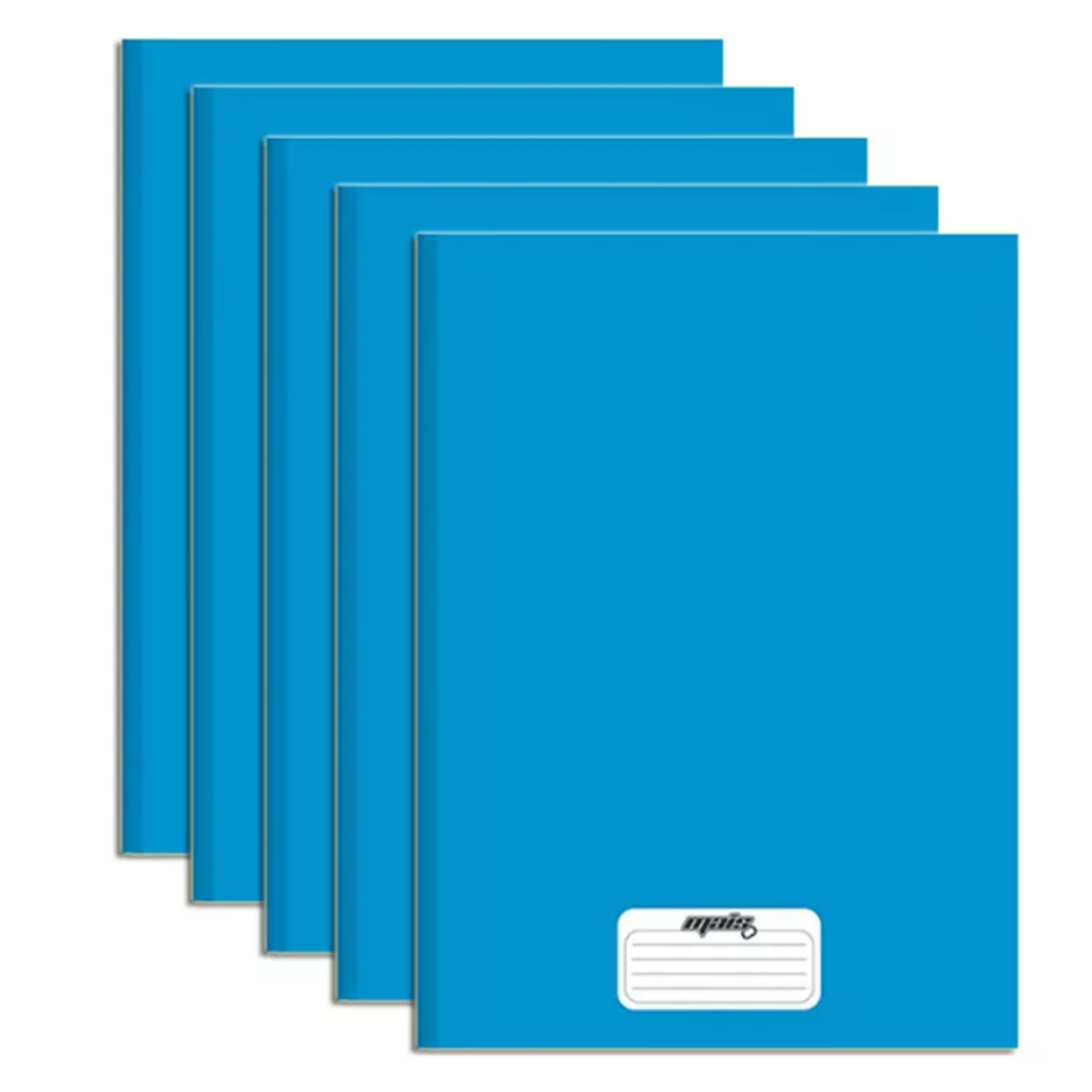 Kit 5 Cadernos Brochurão Grande Capas Dura Com Pauta 96 Folhas Server para Infantil Universitário Material Escolar Color