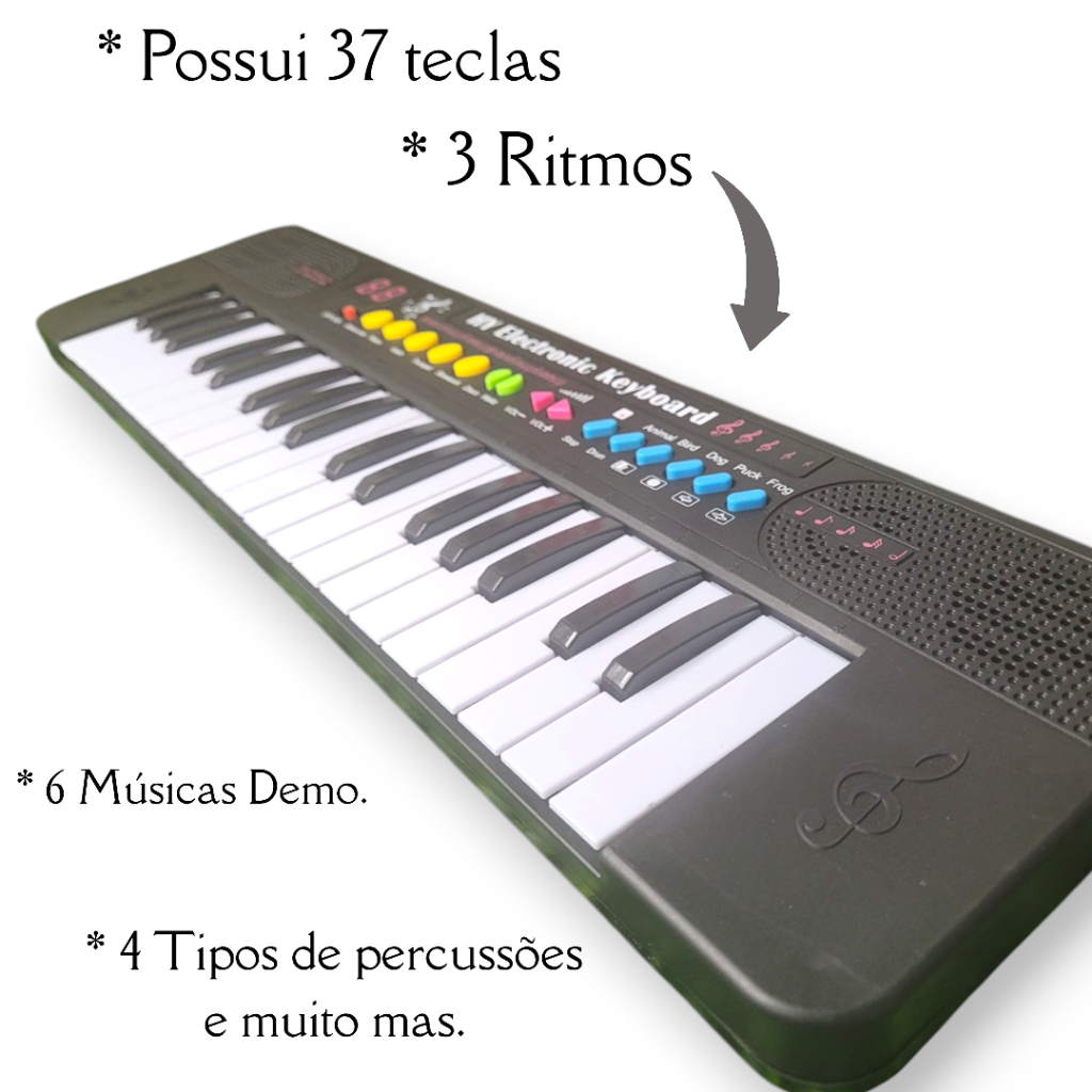 Teclado Eletr Nico Musica Teclas Microfone Completo Shopee Brasil