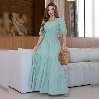 Vestido Feminino Longo Festa Elegante Confortável Estiloso