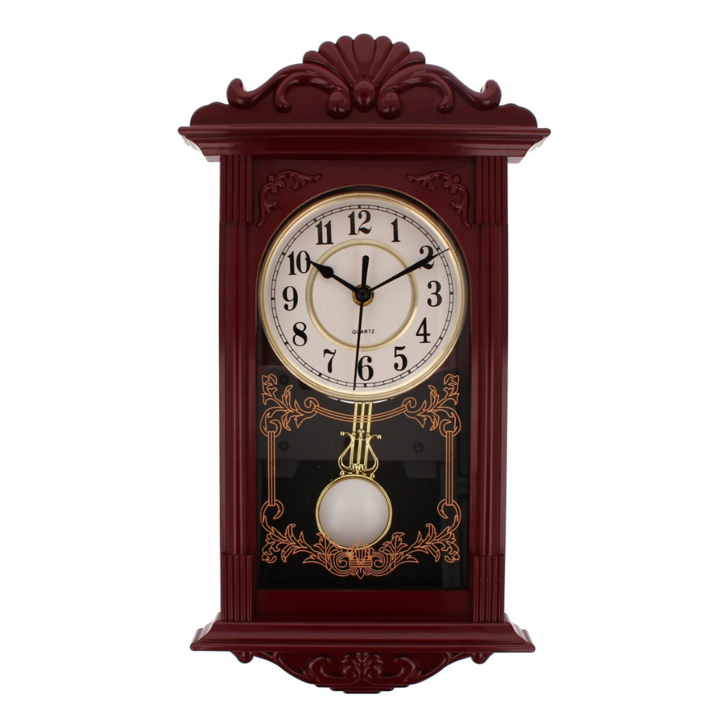 Relogio de Parede Antigo Retro Com Pendulo Sem Barulho Yn Clock Marrom ...
