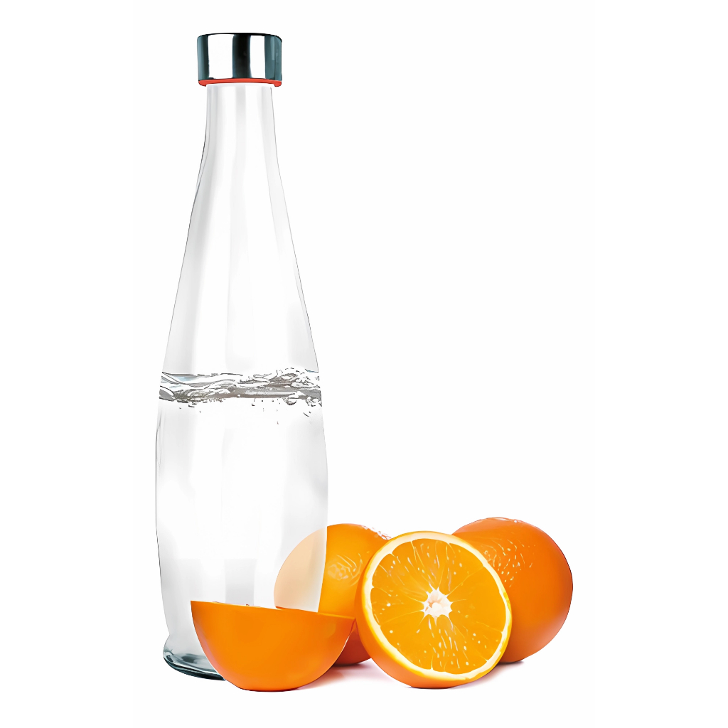 Garrafa Vidro Transparente 1 Litro P/ Geladeira Água Suco C/ Tampa Inox