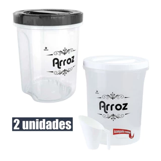 Kit 2 potes Com Tampa De Rosca Redondo Para Arroz 5,8 L Com Medidor - Nitron em Oferta na Shopee