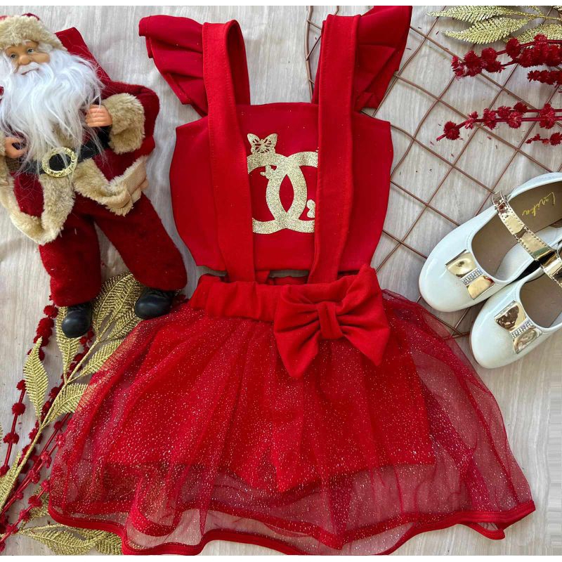 Roupa Infantil menina ano novo, conjunto luxo natal e ano novo