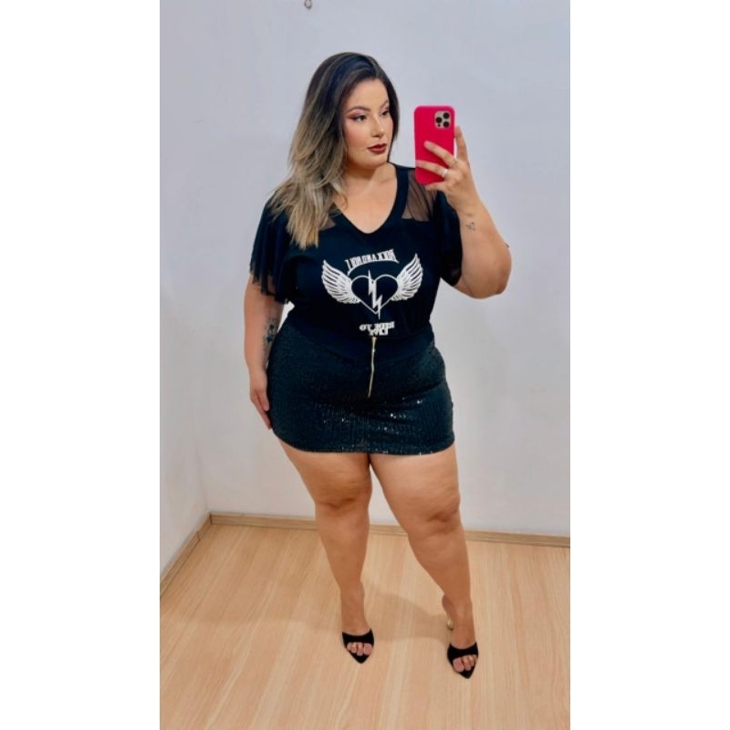 MODELO PLUS SIZE no conjunto ou avulso MODA FEMININA REF aza paetê ...