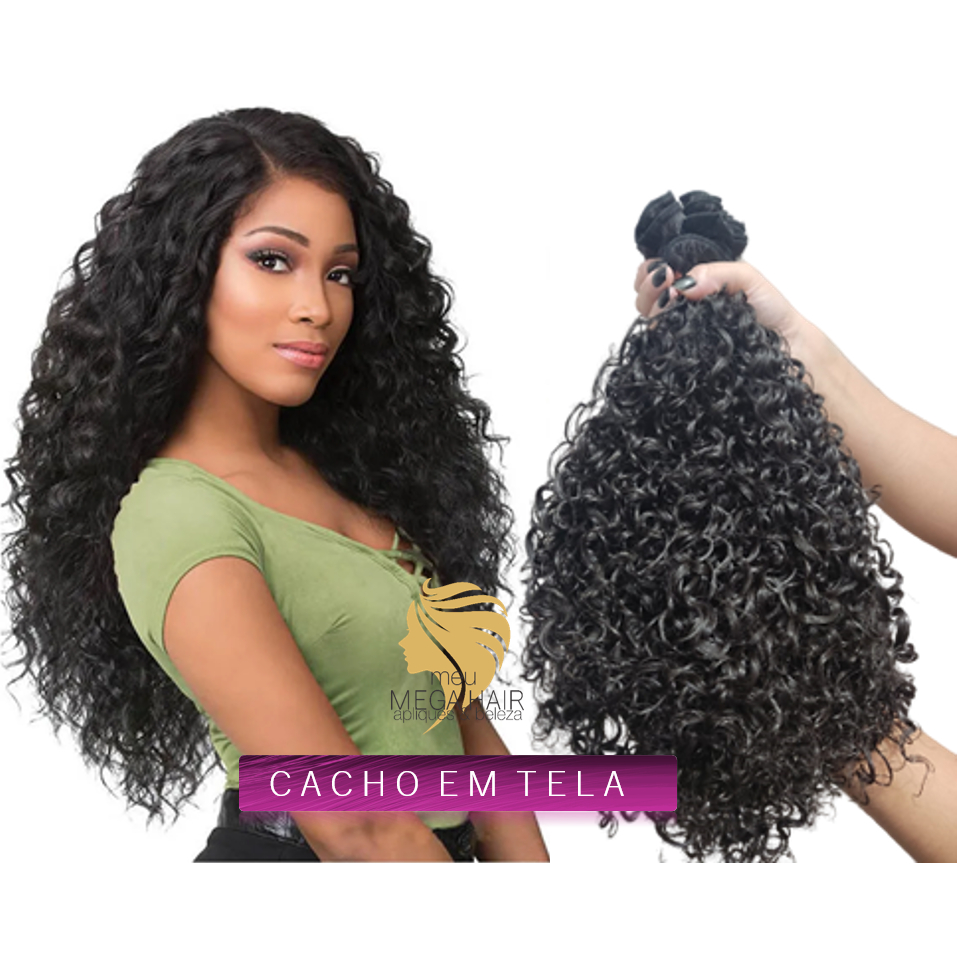 Aplique Cabelo Kit Tela Para Mega Hair Cacheado 60cm 260g Cacho Caipira ...