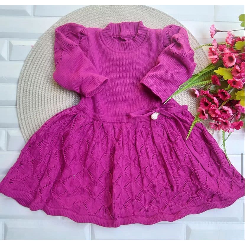 Tricô Vestido De Manga Longa Para Bebe Vestido Manga Longa Tricot