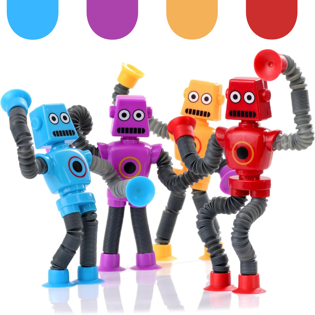 Kit 4 Robô que Estica Cartoon Tubo Telescópico Fofo Descompressão ...