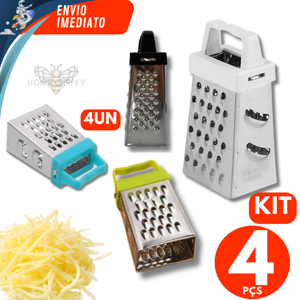 Conjunto de 04 Peças Mini Ralador Aço Inox Para Vários Ingredientes ...