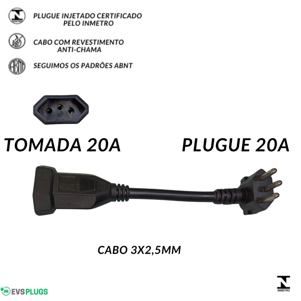 Adaptador Tomada Fêmea 20a 3P Para Macho 20a 3p 90 Graus
