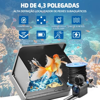 Localizador De Peixes LCD 4.3 Polegadas Display Subaquático 220 ° Câmera De Pesca À Prova D