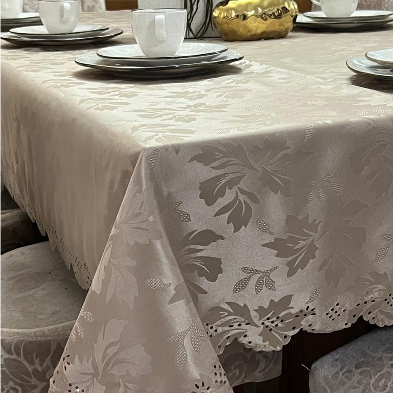 Toalha de mesa tecido jacquard luxo bordado 6, 8 ,12 e 14 lugares retangular