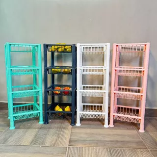 Fruteira de Plástico de 4 Andares Empilháveis e Desmontavel – Organizador de Frutas, Verduras e Legume