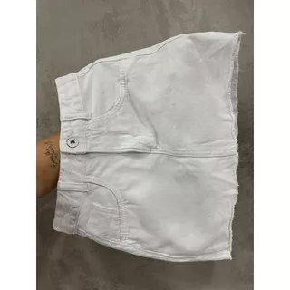 Saia Jeans Branca Com Barrinha Desfiada