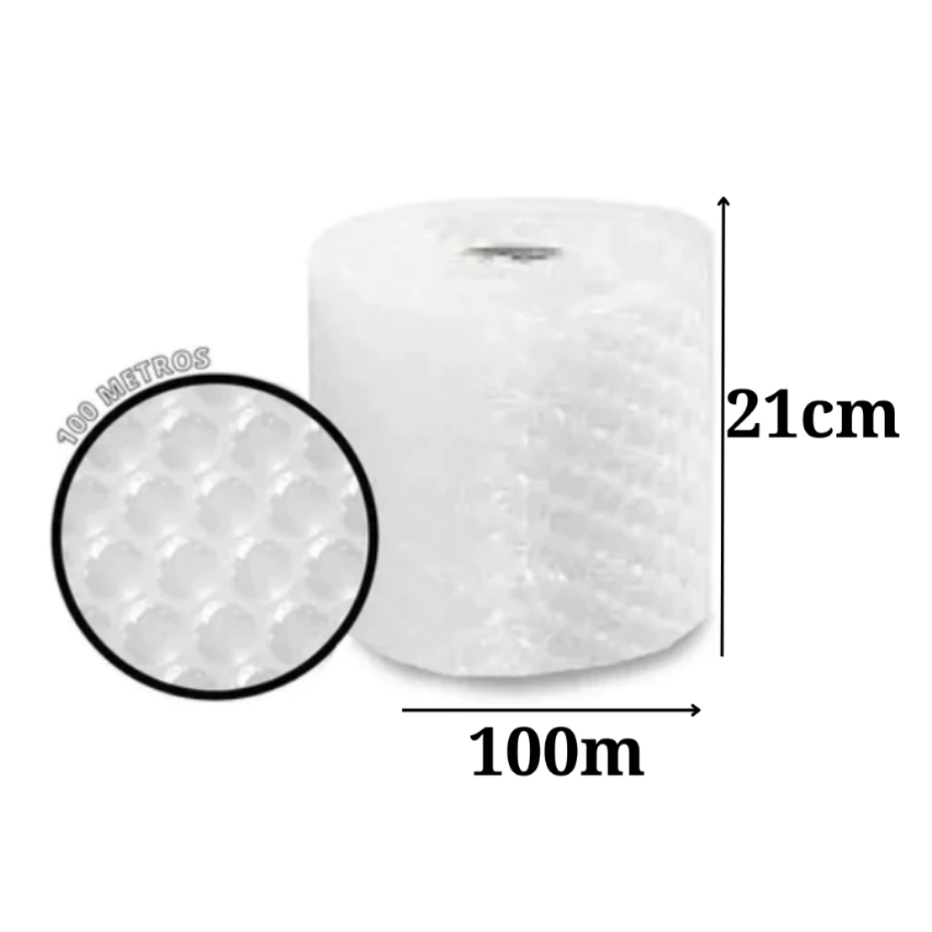 Plástico Bolha Bobina 21 cm X 100 Mts E commerce 25 Micras Bolha