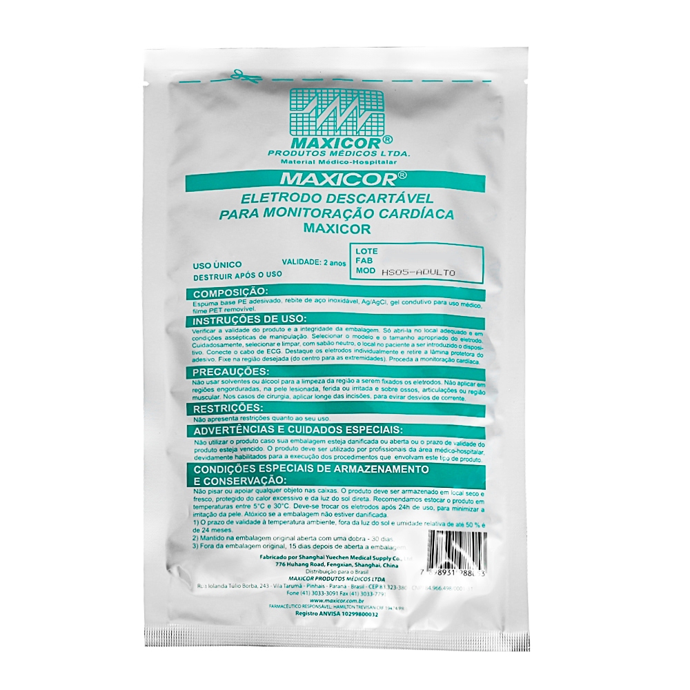 Kit 10 Pacotes Eletrodo Para Ecg Monitoração Cardíaca 500 Unidades ...